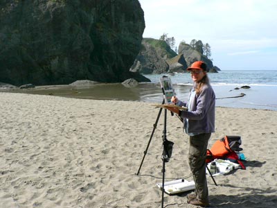 Barbara Fugate Painting on the coast